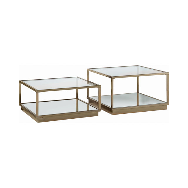  Coaster Furniture Renee 722660 2-piece Square Coffee Table Set - Rose Brass IMAGE 1