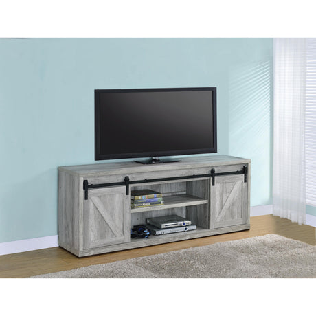  Coaster Furniture Brockton 723263 2-door Engineered Wood 71" TV Stand - Grey Driftwood IMAGE 2