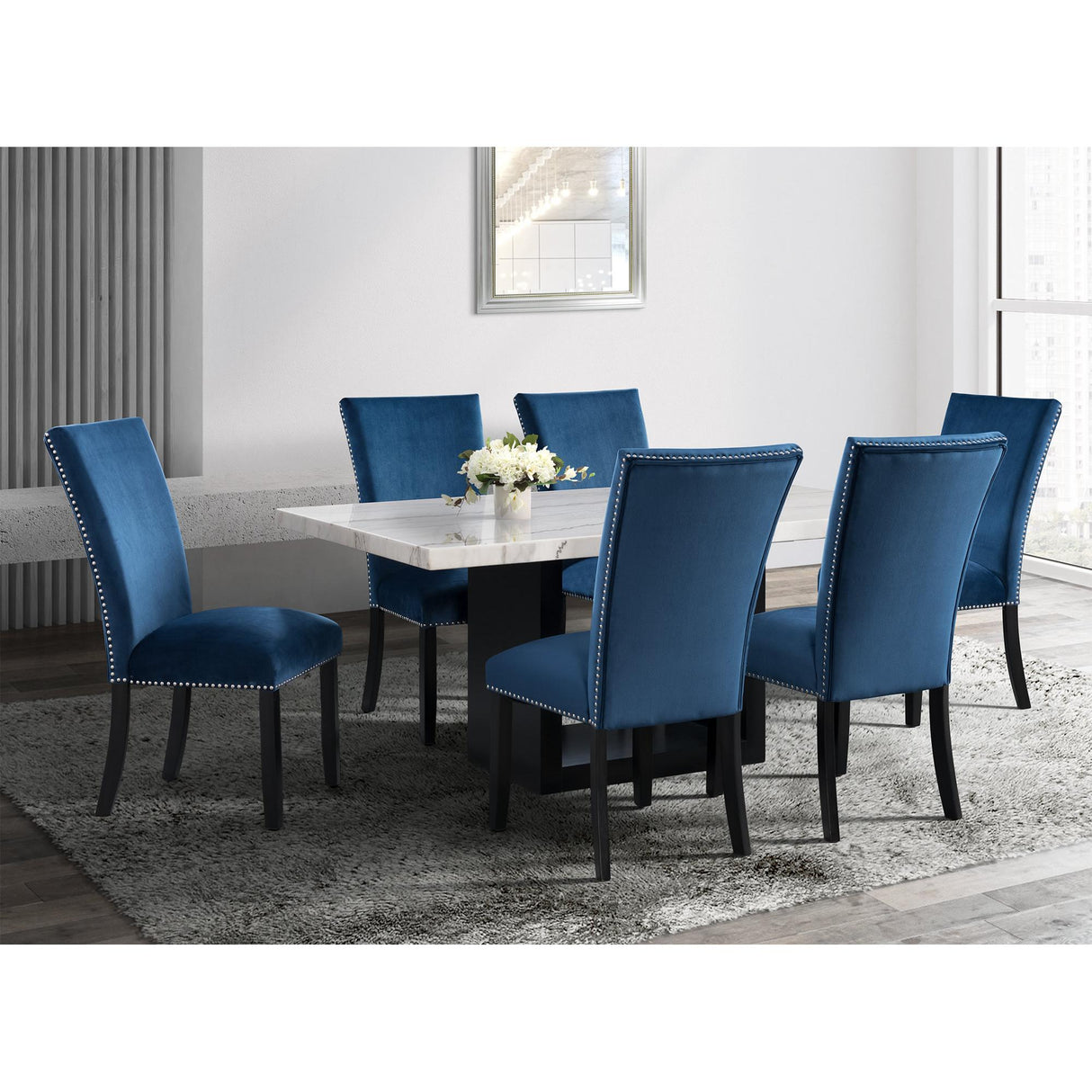  Elements International Valentino CVL500DTB Dining Table - White Marble IMAGE 7