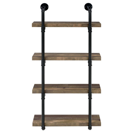  Coaster Furniture Elmcrest 804426 24-inch 4-shelf Wall Bookshelf - Rustic Oak IMAGE 2