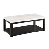  Elements International Marcello CML100CTE White Marble Rectangle Coffee Table IMAGE 1
