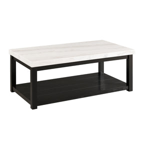  Elements International Marcello CML100CTE White Marble Rectangle Coffee Table IMAGE 1