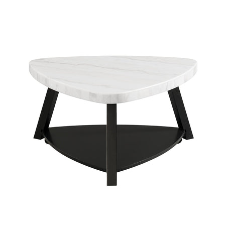  Elements International Trinity CTN100CT White Marble Top Coffee Table IMAGE 2