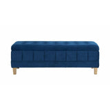  Elements International Crosby Tufted Storage Ottoman - Cobalt IMAGE 3