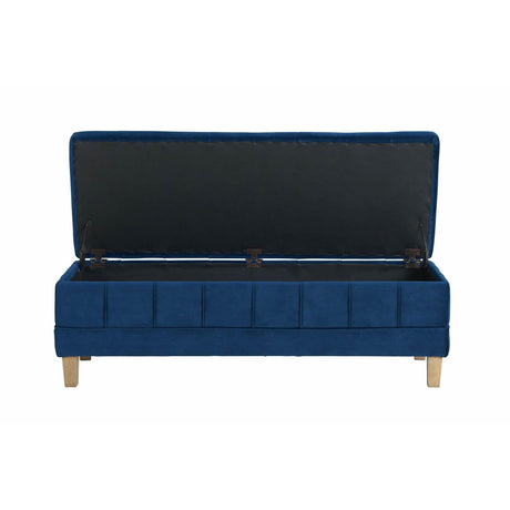  Elements International Crosby Tufted Storage Ottoman - Cobalt IMAGE 4