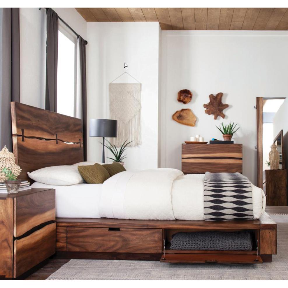  Coaster Furniture Winslow 223250SKE Wood Eastern King Storage Panel Bed - Smokey Walnut IMAGE 3