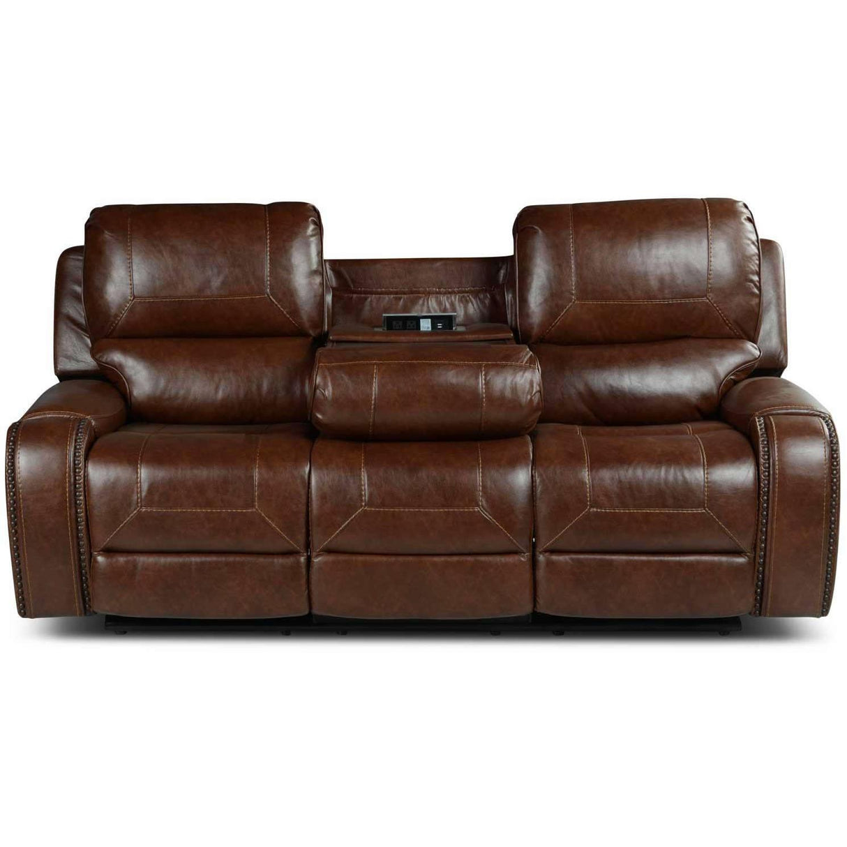  Steve Silver Furniture Keily KE800S Recliner Sofa w/Drop-Down Table - Brown IMAGE 2