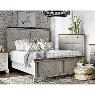  Steve Silver Furniture Bear Creek BC900 Queen Panel Bed - White Smoke IMAGE 1