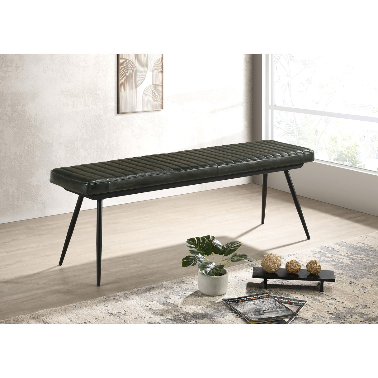  Coaster Furniture Misty 110653 Leather Upholstered Dining Bench - Antique Espresso IMAGE 3