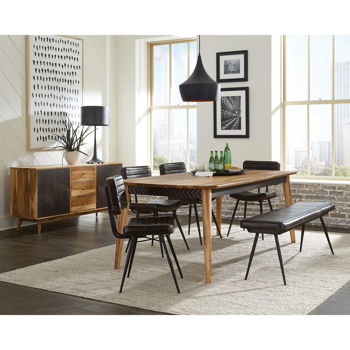  Coaster Furniture Misty 110653 Leather Upholstered Dining Bench - Antique Espresso IMAGE 4