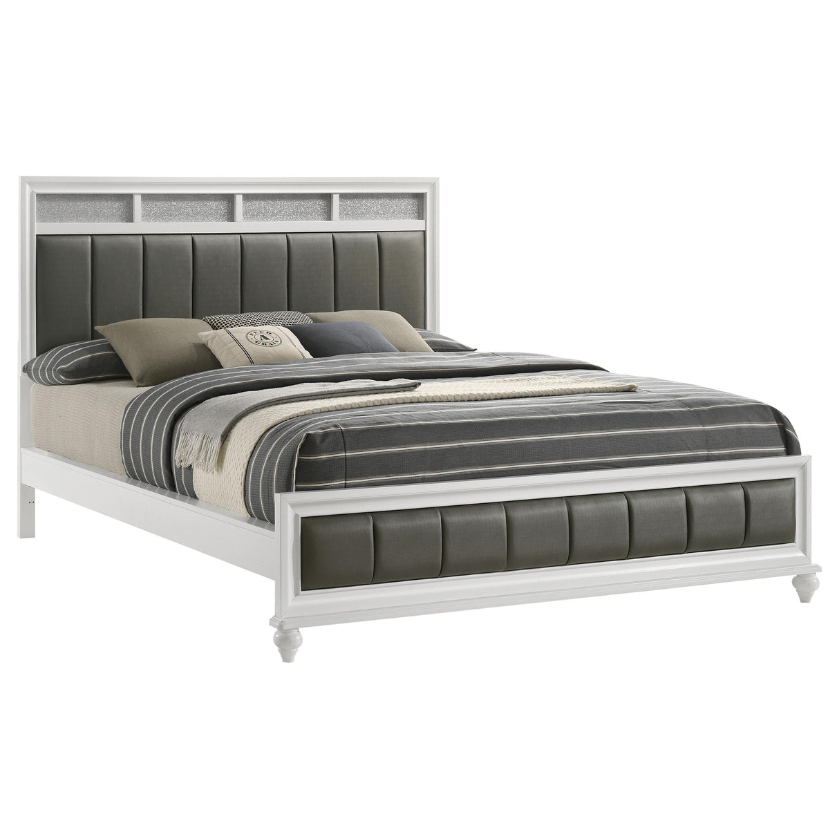  Coaster Furniture Barzini 205891KW Wood California King Panel Bed - White IMAGE 2