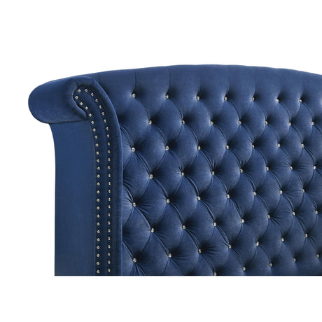  Coaster Furniture Melody 223371Q Upholstered Queen Wingback Bed - Pacific Blue IMAGE 2