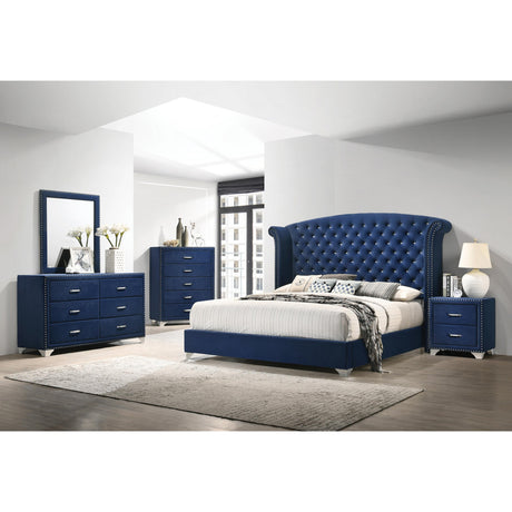  Coaster Furniture Melody 223371KW Upholstered California King Wingback Bed - Pacific Blue IMAGE 3
