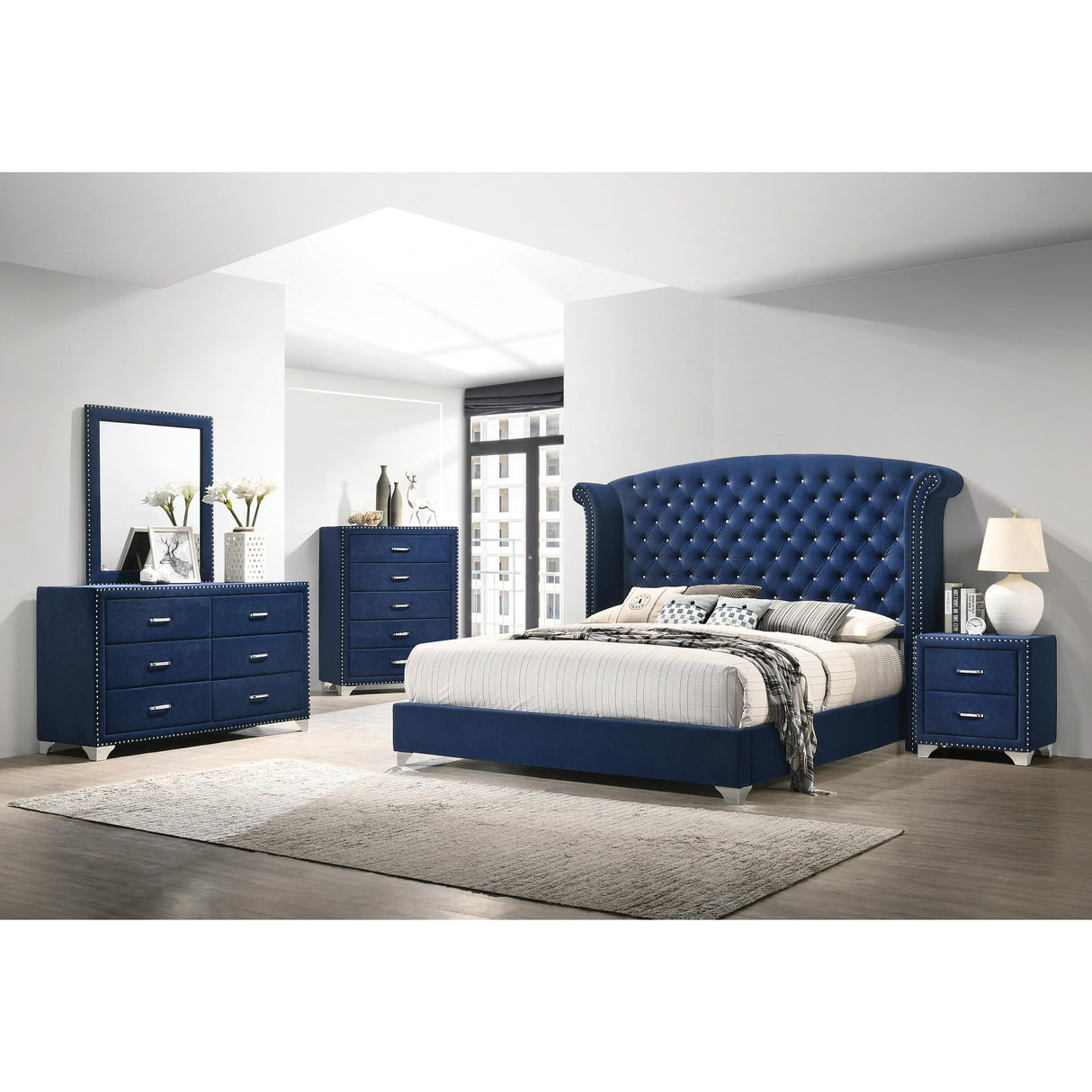  Coaster Furniture Melody 223373 6-Drawer Upholstered Dresser - Pacific Blue IMAGE 3