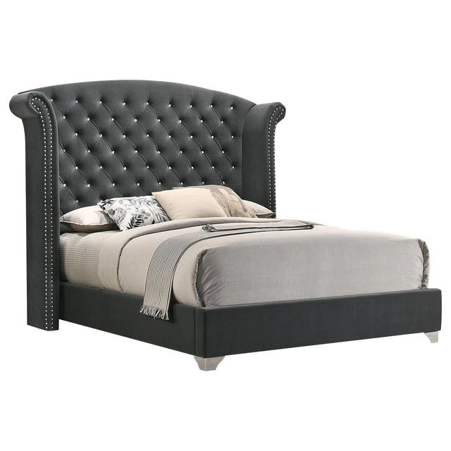  Coaster Furniture Melody 223381Q Upholstered Queen Wingback Bed - Grey IMAGE 1