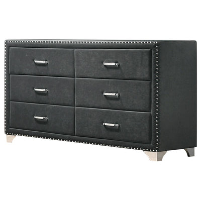  Coaster Furniture Melody 223383 6-Drawer Upholstered Dresser - Grey IMAGE 1