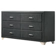  Coaster Furniture Melody 223383 6-Drawer Upholstered Dresser - Grey IMAGE 1