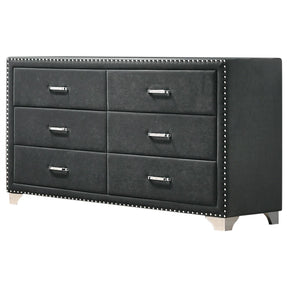  Coaster Furniture Melody 223383 6-Drawer Upholstered Dresser - Grey IMAGE 1