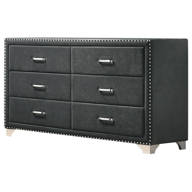  Coaster Furniture Melody 223383 6-Drawer Upholstered Dresser - Grey IMAGE 1