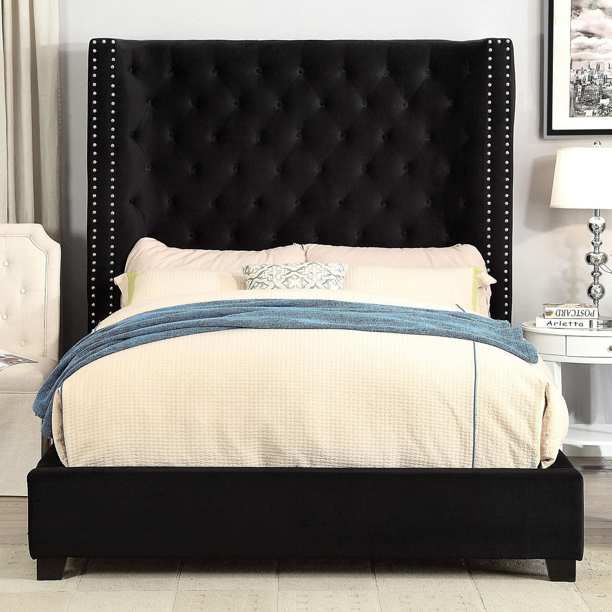  Furniture of America Mirabelle King Upholstered Panel Bed CM7679BK-EK-VN IMAGE 1