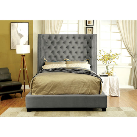  Furniture of America Mirabelle King Upholstered Panel Bed CM7679GY-EK-VN IMAGE 4