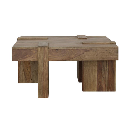  Coaster Furniture Samira 724138 Square Solid Wood Coffee Table - Natural Sheesham IMAGE 4