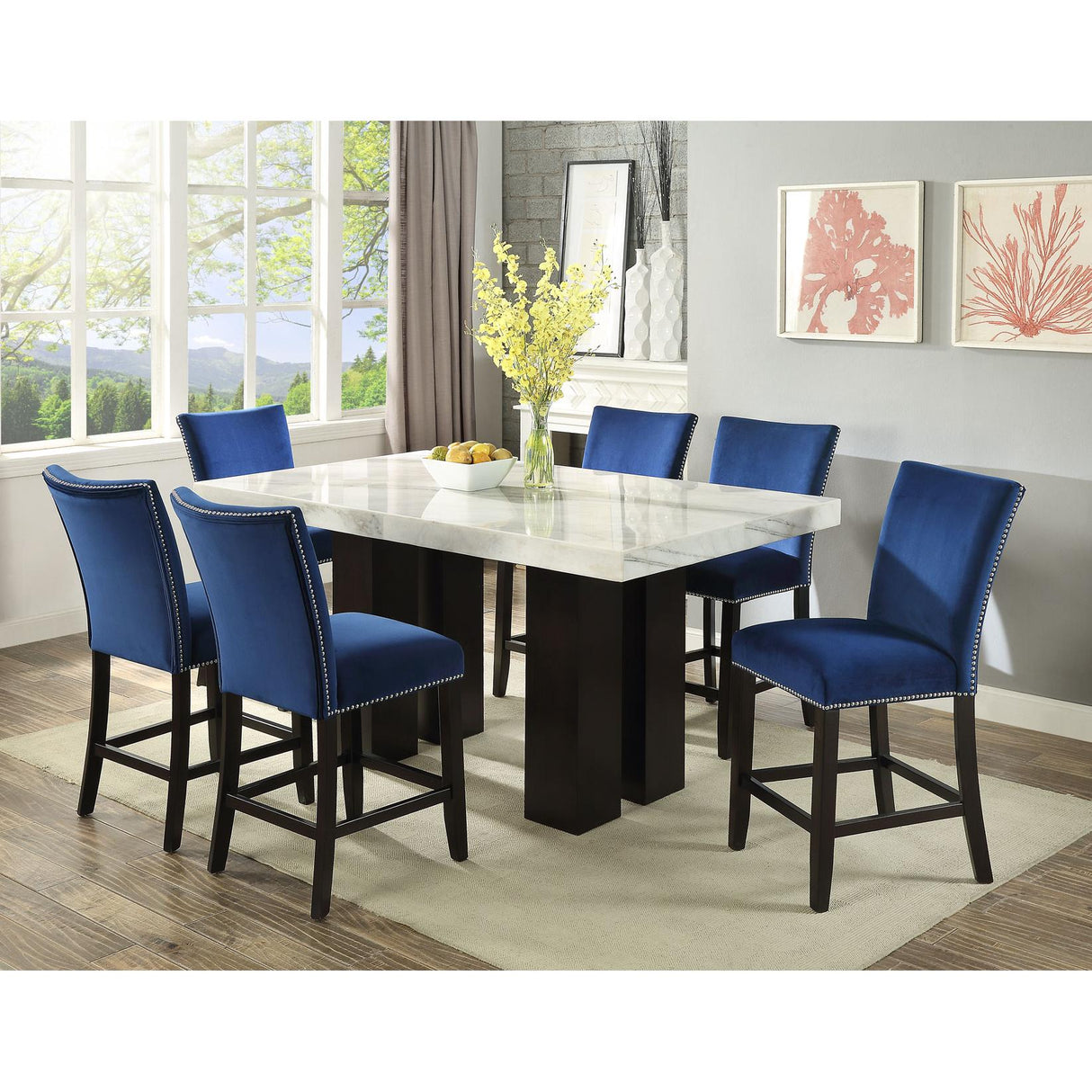  Steve Silver Furniture Camila CM420WT540PB Counter Height Dining Table - White/Espresso IMAGE 3