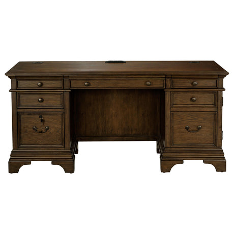  Coaster Furniture Hartshill 881282 66-inch 5-Drawer Credenza Office Desk - Burnish Oak IMAGE 3