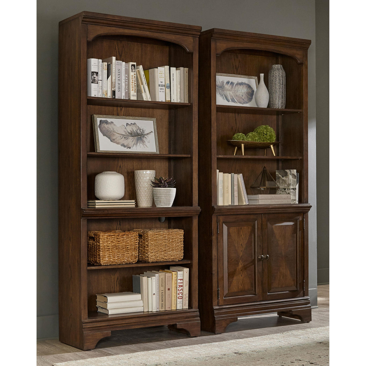  Coaster Furniture Hartshill 881286 78-inch 3-shelf Cabinet Bookcase - Burnished Oak IMAGE 9