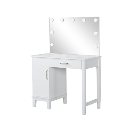  Coaster Furniture Elijah 931149 Vanity Set with Lighting & Stool - White and Dark Grey IMAGE 2