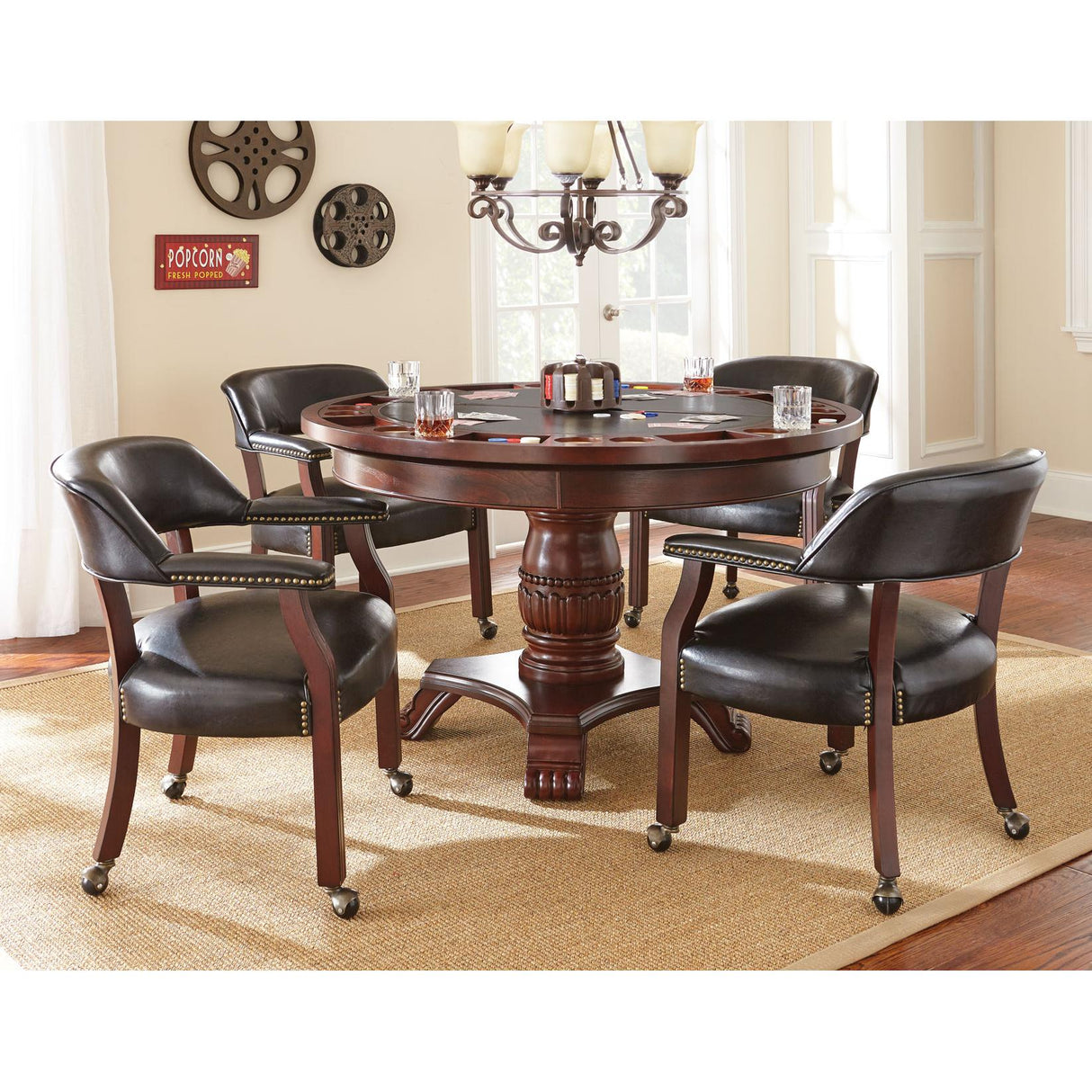  Steve Silver Furniture Tournament TU5050GTBTB Dining and Game Table - Black IMAGE 4
