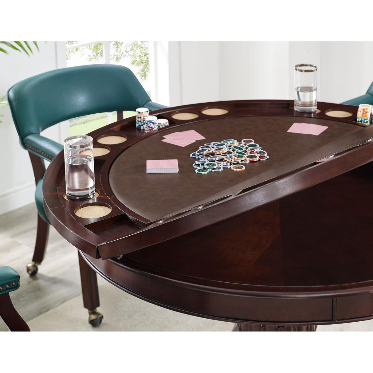  Steve Silver Furniture Tournament TU5050GTTB Dining and Game Table - Brown IMAGE 2