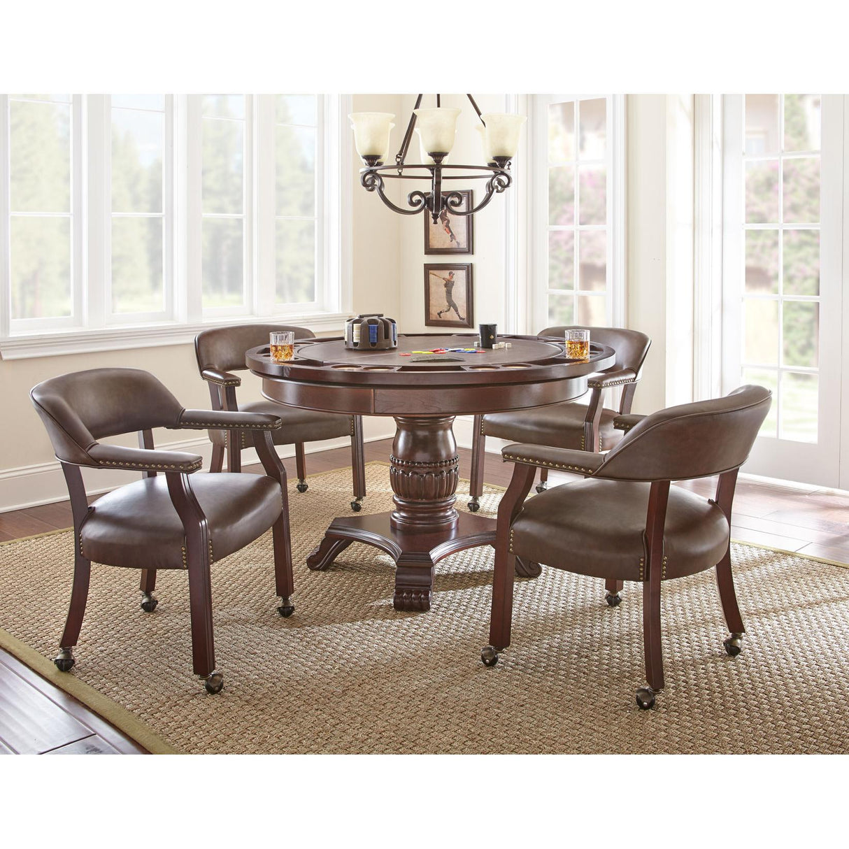  Steve Silver Furniture Tournament TU500A Arm Chair w/Casters - Brown IMAGE 7