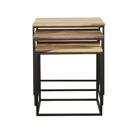  Coaster Furniture Belcourt 931182 3-piece Square Nesting Tables - Natural and Black IMAGE 2