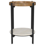  Coaster Furniture Adhvik 931218 Round End Side Table Marble Shelf - Natural and Black IMAGE 2
