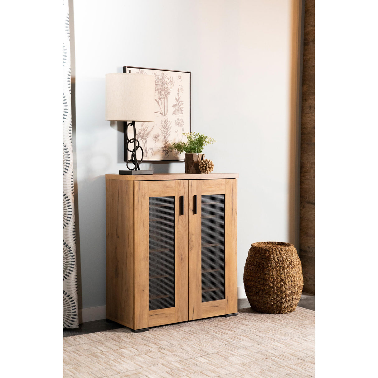  Coaster Furniture Bristol 951107 6-shelf Engineered Wood Shoe Cabinet - Golden Oak IMAGE 12