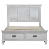  Coaster Furniture Franco 205330Q Wood Queen Storage Panel Bed - Distressed White IMAGE 3