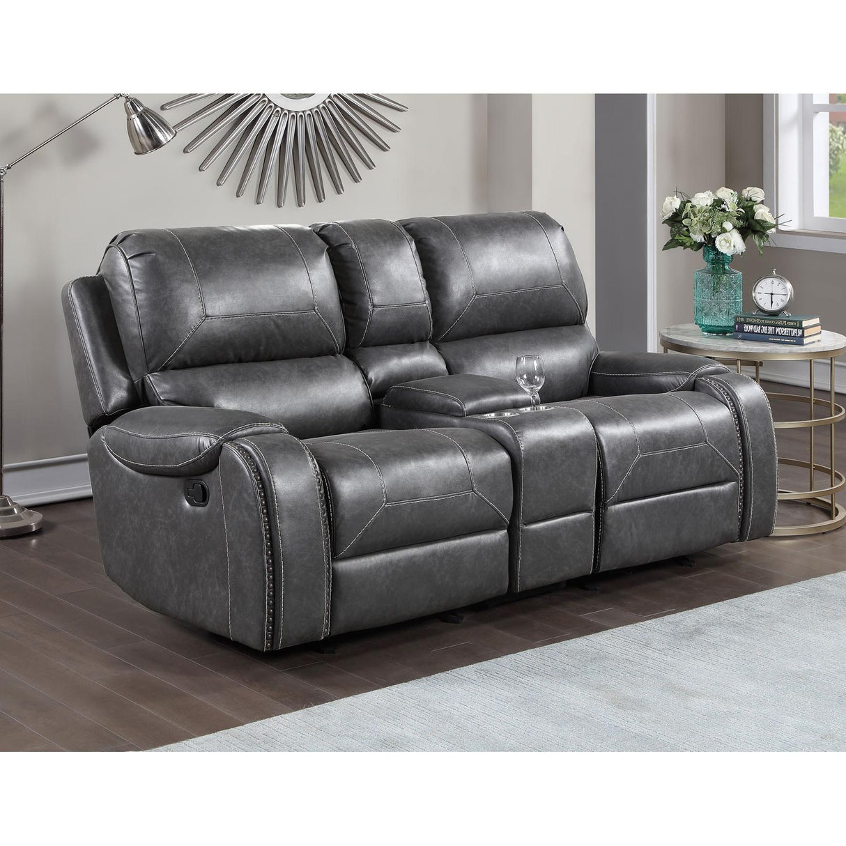  Steve Silver Furniture Keily KE800CLG Glider Reclining Loveseat - Dove Grey IMAGE 9