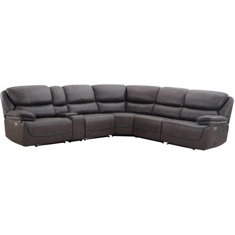  Steve Silver Furniture Plaza LZ950 6 pc Power Reclining Sectional-Smoked Grey IMAGE 1