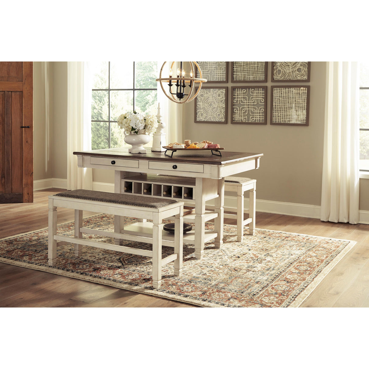 Signature Design by Ashley Bolanburg D647-09 Double Counter Upholstered Bench IMAGE 7
