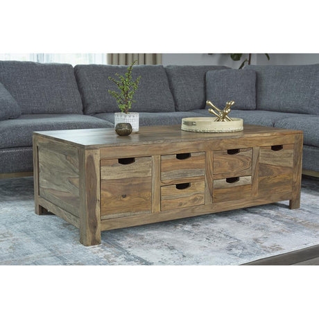  Coaster Furniture Esther 723888 6-Drawer Solid Wood Coffee Table - Natural Sheesham IMAGE 6
