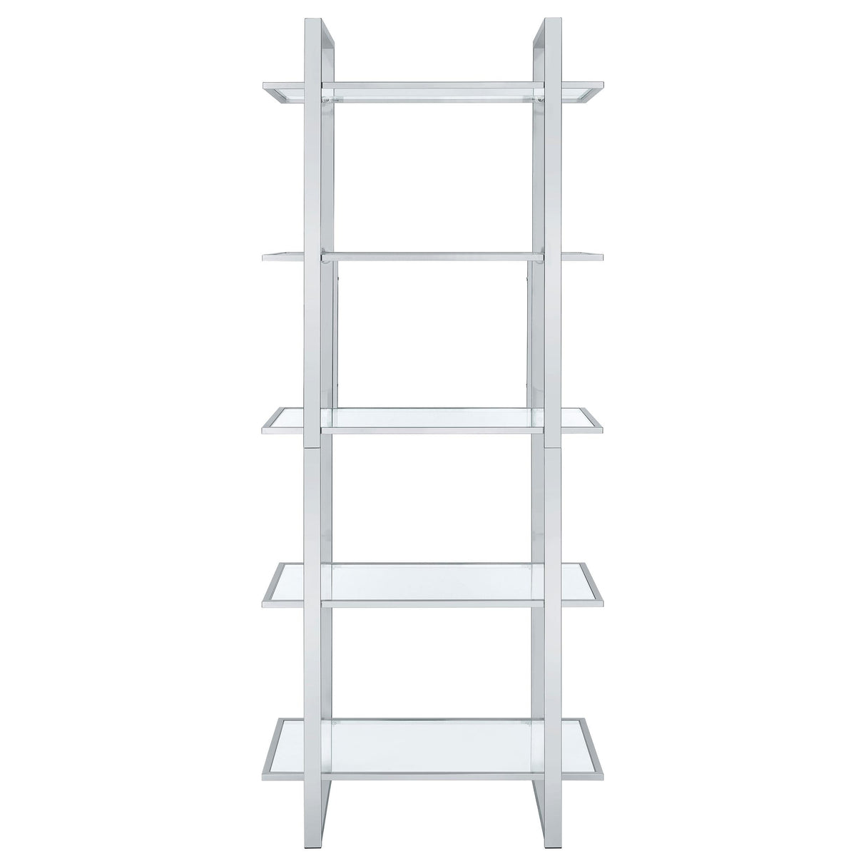  Coaster Furniture Hartford 805538 79-inch 5-shelf Glass Bookshelf - Chrome IMAGE 2
