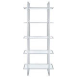  Coaster Furniture Hartford 805538 79-inch 5-shelf Glass Bookshelf - Chrome IMAGE 2