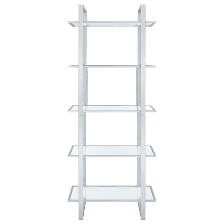  Coaster Furniture Hartford 805538 79-inch 5-shelf Glass Bookshelf - Chrome IMAGE 2