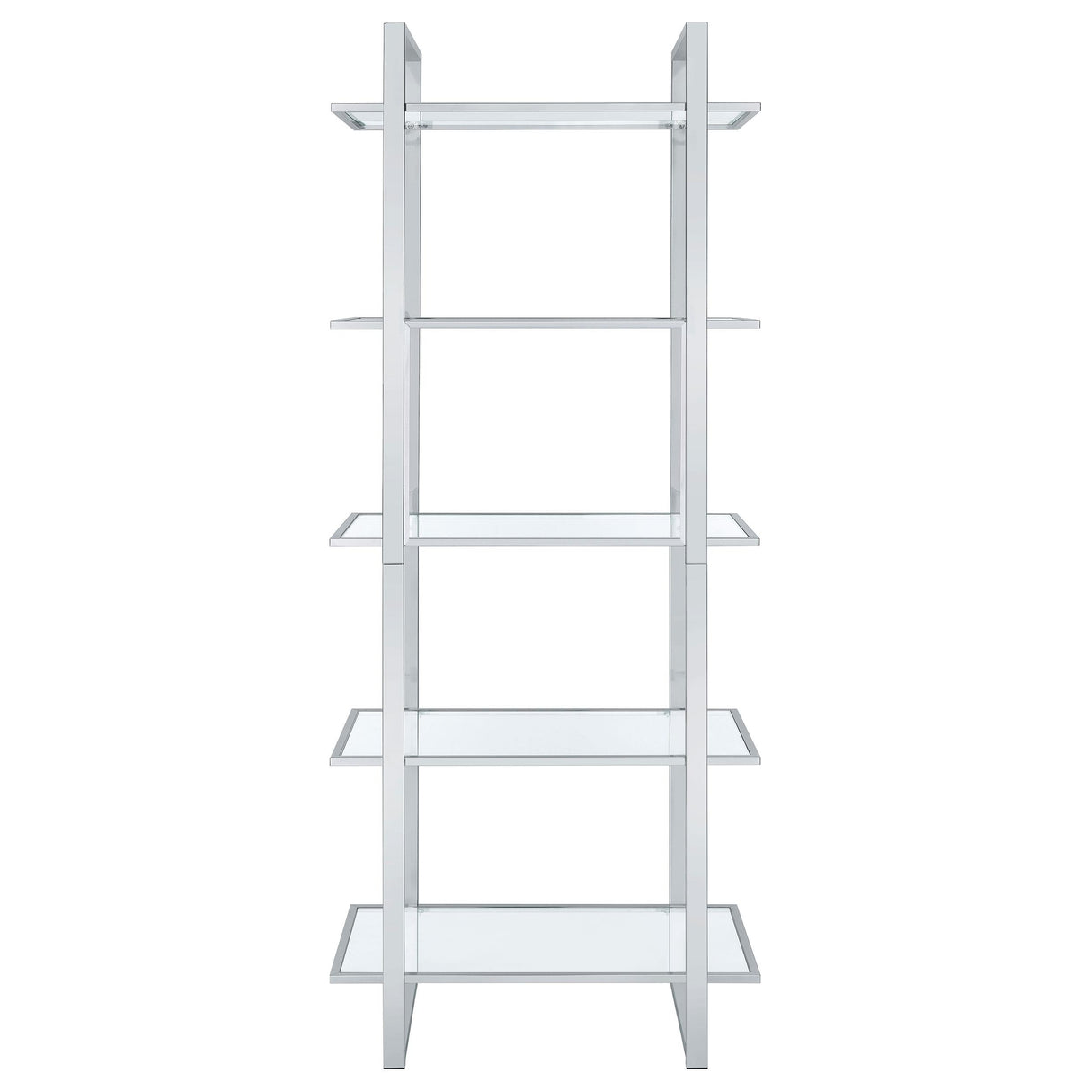  Coaster Furniture Hartford 805538 79-inch 5-shelf Glass Bookshelf - Chrome IMAGE 6