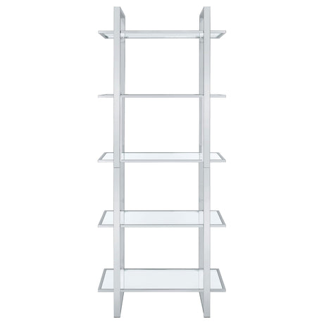  Coaster Furniture Hartford 805538 79-inch 5-shelf Glass Bookshelf - Chrome IMAGE 6