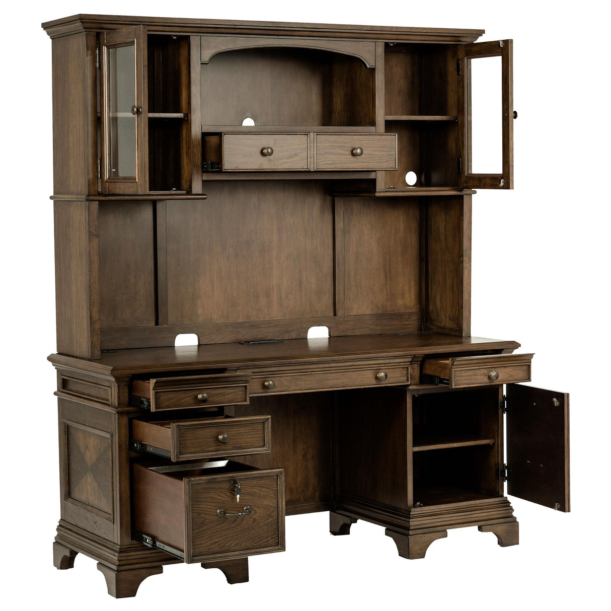  Coaster Furniture Hartshill 881283 66-inch 5-Drawer Credenza with Hutch - Burnished Oak IMAGE 2