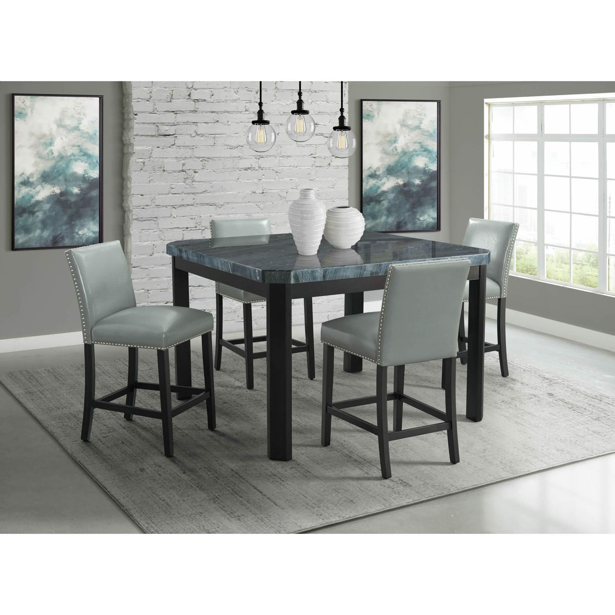  Elements International Francesca CFC300CTTC Counter Height Dining Table - Grey IMAGE 3