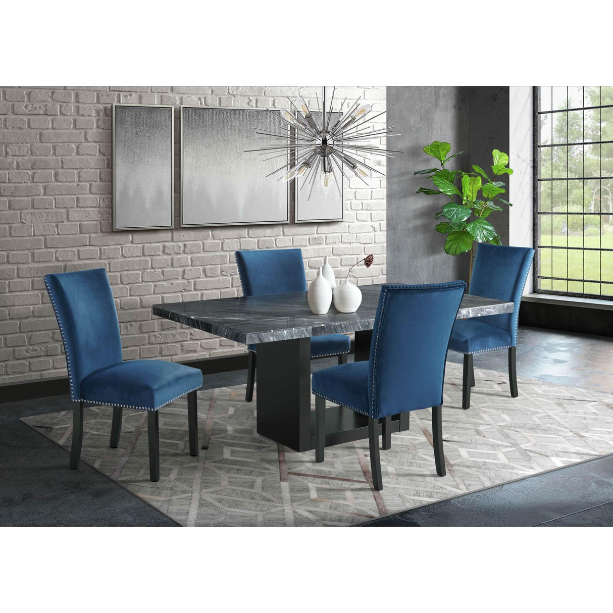  Elements International Valentino CVL400TTB Dining Table - Grey Marble IMAGE 8