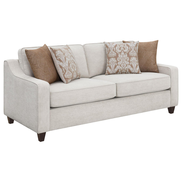  Coaster Furniture Christine 552061 Upholstered Sloped Arm Sofa - Beige IMAGE 1